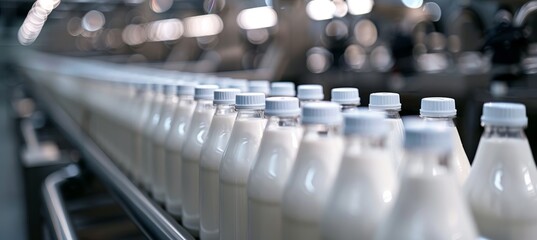 Efficient bottled milk production line in a typical factory environment for optimal results