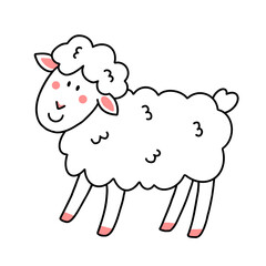 A cute sheep in a doodle style. Vector illustration isolated on a white background