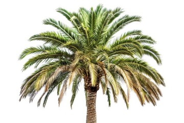 Isolated palm tree for park decoration on white background African palm oil