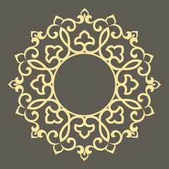 Decorative frame Elegant vector element for design in Eastern style, place for text. Floral golden and gray border. Lace illustration for invitations and greeting cards