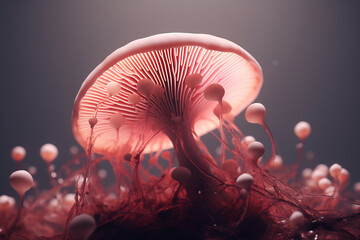 Close up of mushroom on black background - Powered by Adobe