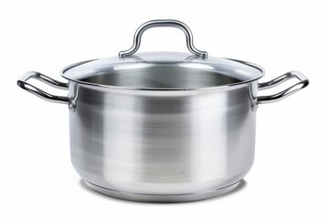 Isolated stainless steel pot with white background
