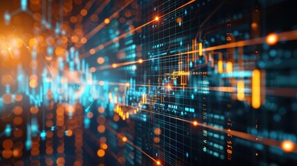 business finance illustration with digital currency transactions and network connections