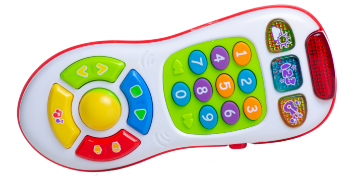 toy mobile phone for child on white background isolation