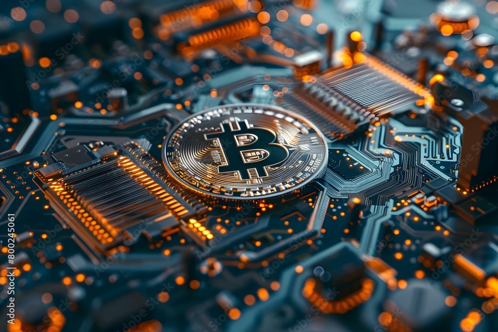 Aufkleber secure blockchain technology: fostering cryptocurrency innovation and decentralization. concept bloc