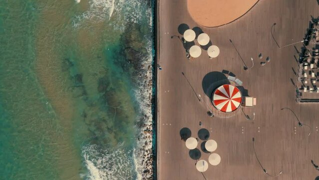 Directly above a port and beach in Tel Aviv