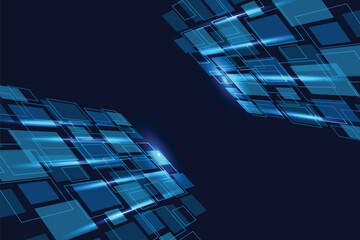 Abstract blue square pattern of modern futuristic perspective design background
