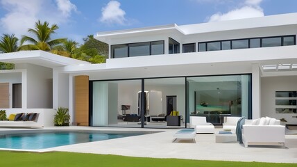 modern house with pool