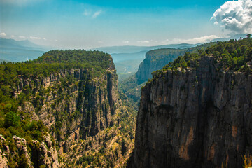Fototapeta premium Panoramic view of Tazi canyon, a natural beauty located in Antalya province of Turkey. Nature landscape.