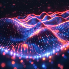Fototapeta premium Advanced technology and digital networks create a visually captivating abstract wave of red and blue light, perfect for futuristic communication banners.