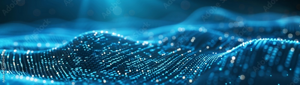 Poster gradient blue background with a technology grid overlay