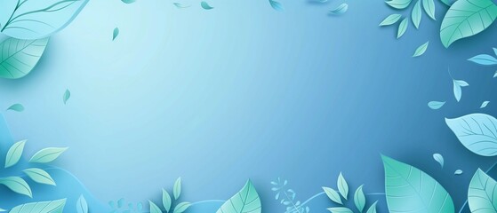 Blurry leaf scenery, blue color abstract background illustration