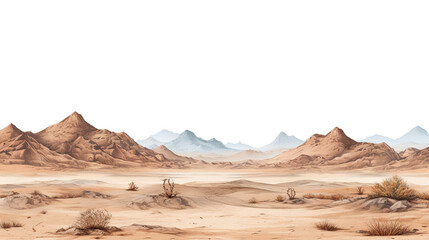 Naklejka premium Scenery of hills and dry land isolated on a white background illustration