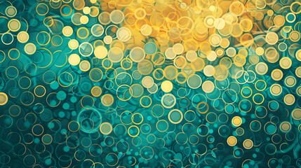 An HD image depicting a vibrant pattern of repeated circles and intersecting lines in brilliant teal and sunny yellow, designed to convey a dynamic and bright atmosphere