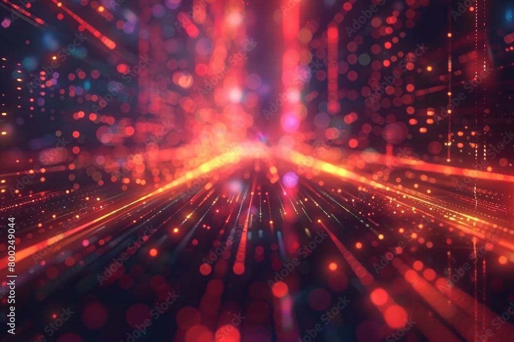 Poster blurry lights and dynamic movements create a digital abstract background with a precisionist line st