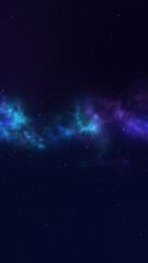 vertical deep space travel through stars background, blue and purple nebula, glowing galaxy social media design element	