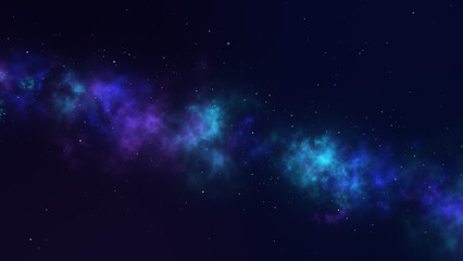 deep space travel through stars background, blue and purple nebula, glowing galaxy design element  © AIDIN