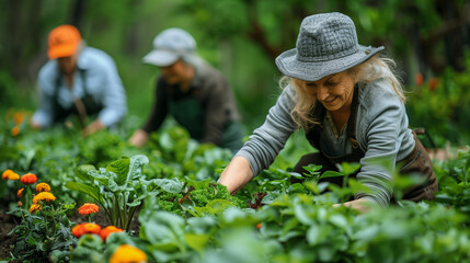 Community gardening event: beef senior gardening club. Generative AI