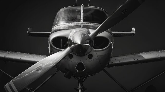 a small plane in black and white generative ai
