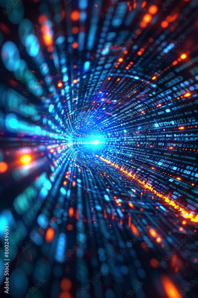 Poster the concept of blue cyberspace and connections through digital networks. transferring data quickly o