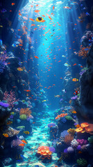 Vibrant aquarium teeming with fish. Generative AI