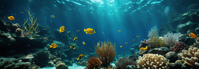 Underwater world. Coral fishes of Red sea. 