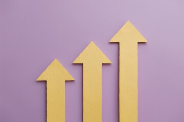 Three arrows symbolize growth on a light purple background