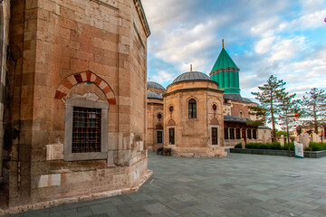 Mevlana Tomb and Mosque in Konya. View of Mevlana Museum, Mevlana Celaleddin-i Rumi is a Sufi...