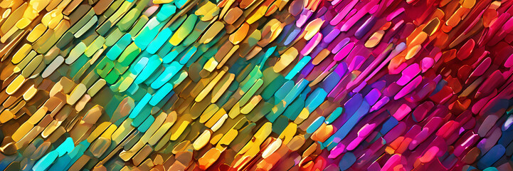 Abstract background of geometric shapes and pattern in full color rainbow colors