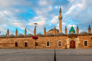 A view of the mevlana tomb and a mosque in city of Konya in Turkey.