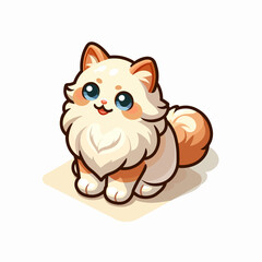 Isometric cute happy birman kitten cat kawaii animal design isolated on white background, adorable pet clip art, vector illustration.
