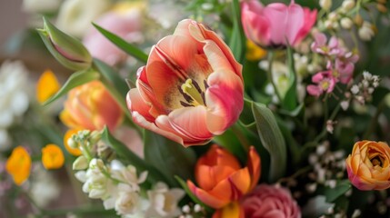 bouquet of fresh spring flowers, generative ai