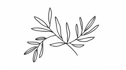 simple line art of a single olive branch on white background