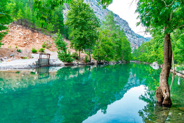 Magnificent view of Uzumdere Canyon. The water of the stream, which is a wonder of nature, is clean and icy.