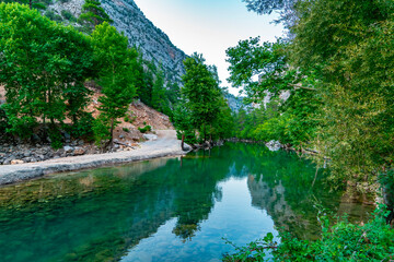 Magnificent view of Uzumdere Canyon. The water of the stream, which is a wonder of nature, is clean...