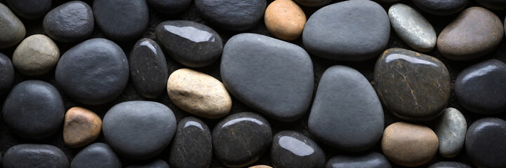Wide background made from smooth pebbles