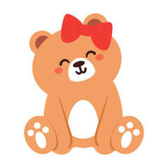 hand drawing cartoon bear. cute animal sticker for kids, cute animal doodle
