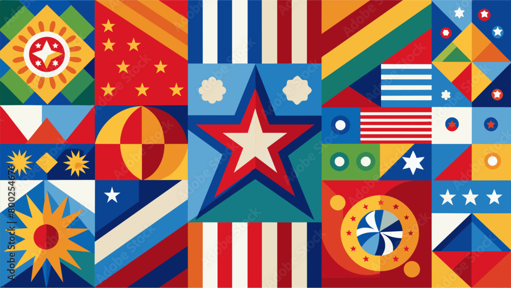 Aufkleber vibrant colors and intricate patterns of stars and stripes intertwine to form a harmonious and vibra