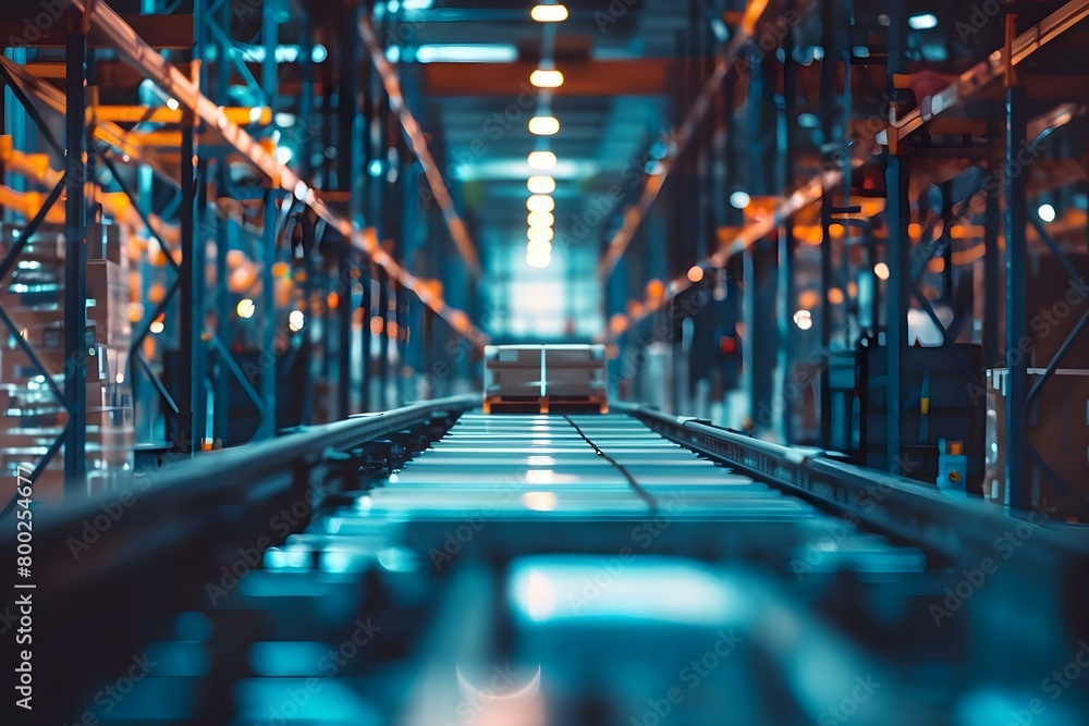 Poster innovative technology streamlines factory logistics boosting efficiency and productivity. concept fa