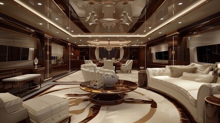 A luxury yacht interior with an elegant, nautical theme 32k, full ultra hd, high resolution