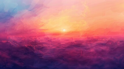 Fototapeta premium A stunning digital artwork showcasing the vibrant colors of an April sunset, with hues of orange, pink, and purple blending seamlessly across the horizon