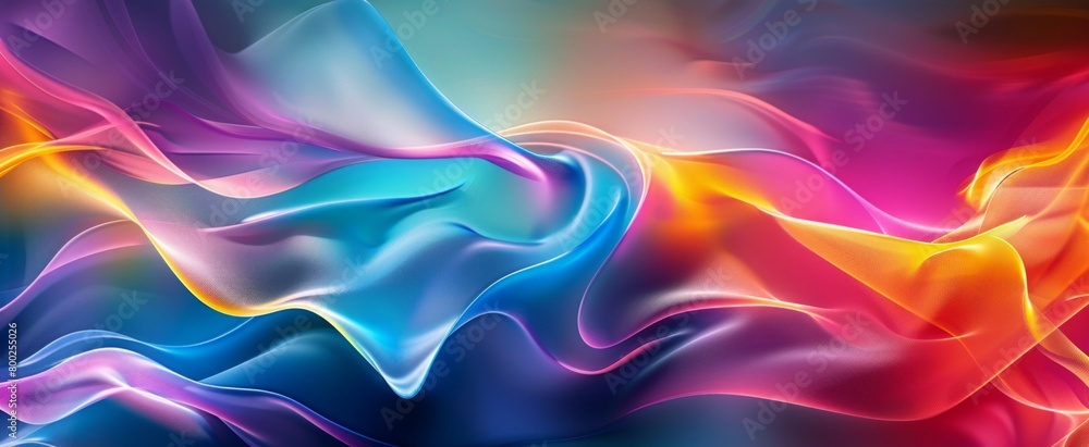 Poster neon waves of color in dynamic abstract design