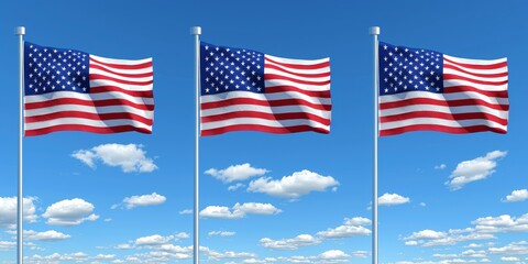 american flag and sky