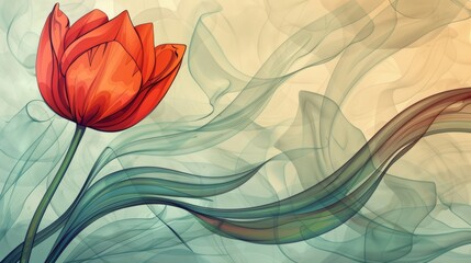 Chic tulips in art style With flowing lines and organic shapes that emphasize the natural beauty of flowers.