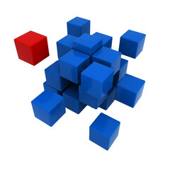 Abstract transparent background with blue and red  cubes