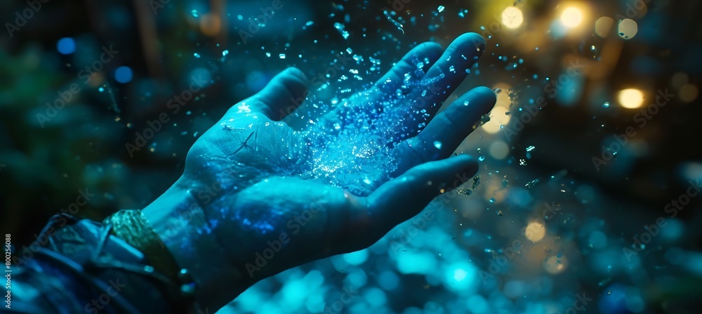 Poster enhancing human interaction with technology: a digital holographic hand in data streams