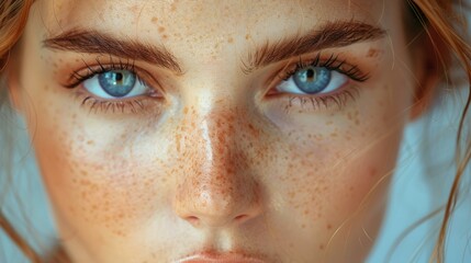 An image of a woman's face close-up showing problem skin...