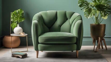 A green living room armchair