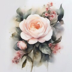 captures the essence of romance with its watercolor-rendered roses. The interplay of pink and white petals creates a dreamy, heartfelt ambiance