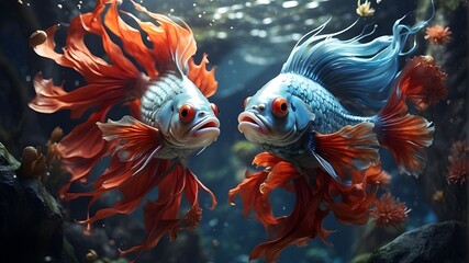 Fighting fish artwork with a fantasy of beauty